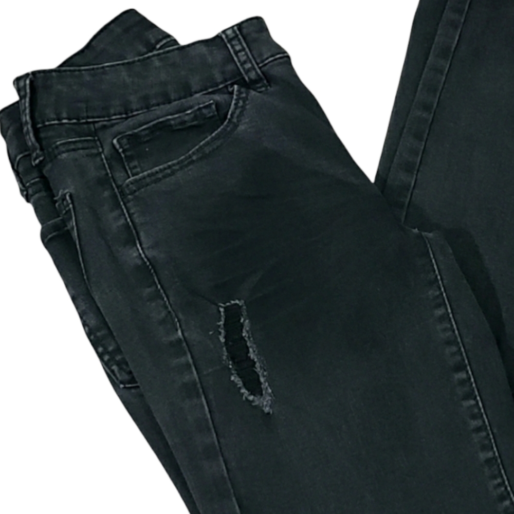 Jeans, Black, Distressed